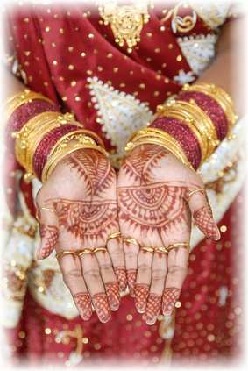 Henna design on an East Indian woman`s hands